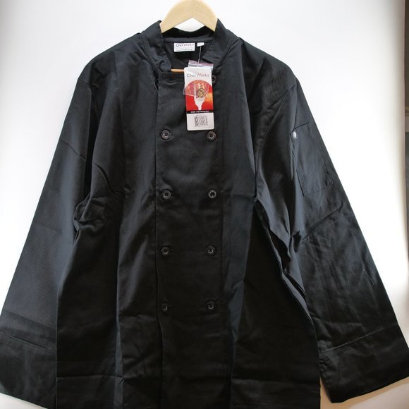 Chef Works Men's Chef Cook Coat‎ - Black - Size L and XL - Picture 1 of 7